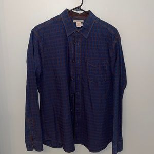 Navy & Brown Plaid Button Down